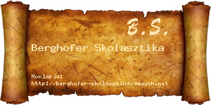 Berghofer Skolasztika névjegykártya